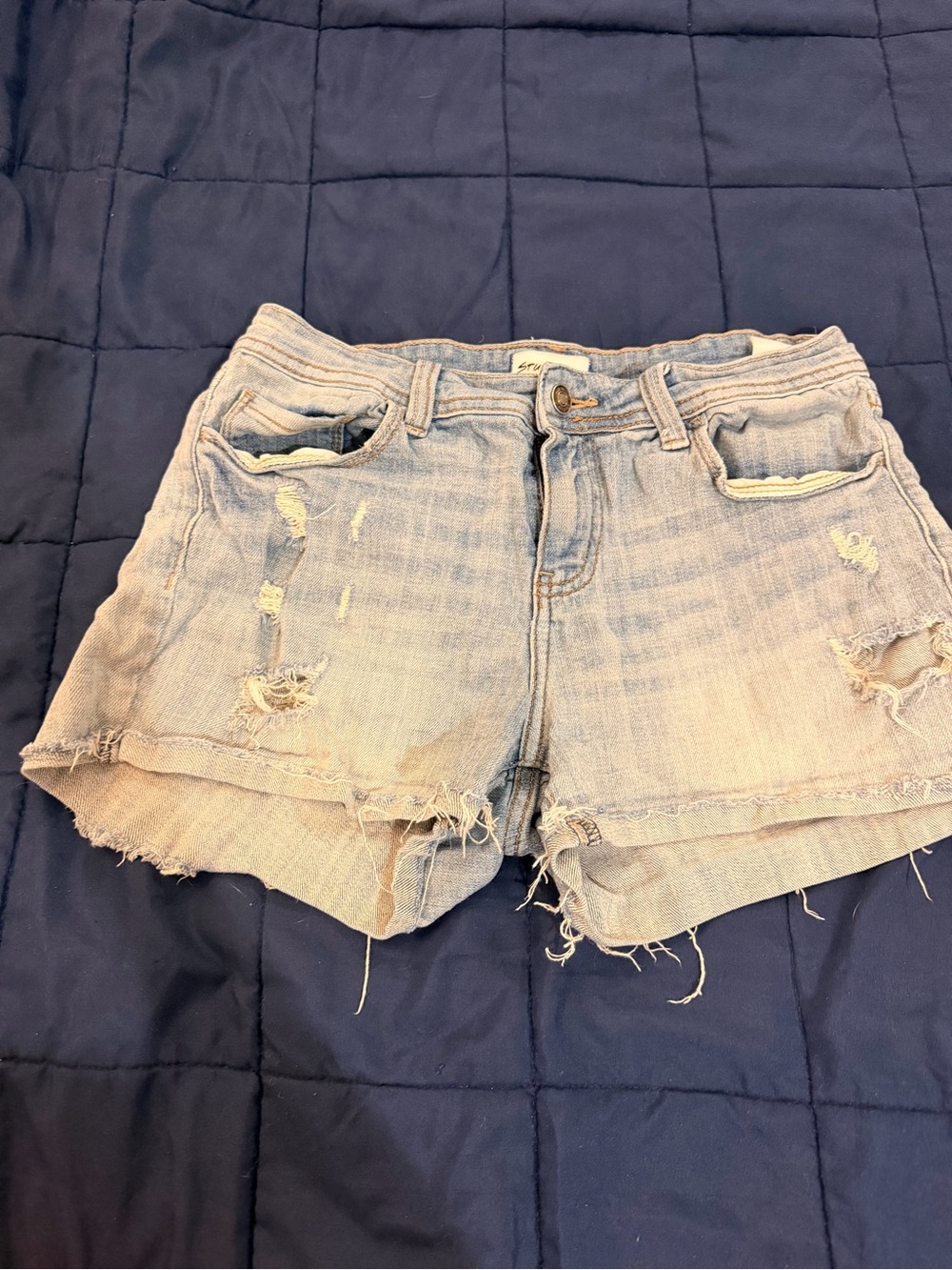 Studio Light Blue Distressed Denim Shorts
